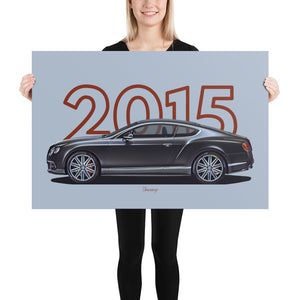 Poster of 2015 Bentley Continental GT Speed - Grey - Model year series - Grey background