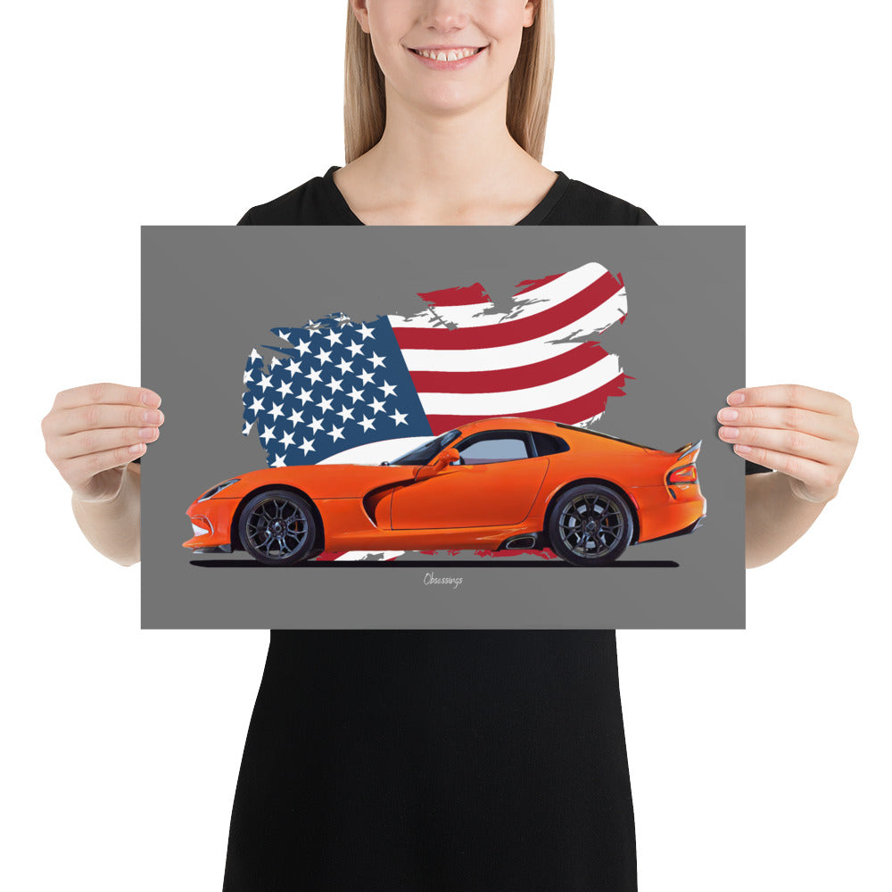 Poster of 2014 Dodge SRT Viper T/A - Orange - Origin series