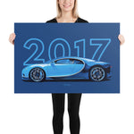 Load image into Gallery viewer, Poster of 2017 Bugatti Chiron - Blue - Model year series - Dark blue
