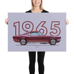 Load image into Gallery viewer, Poster of 1965 Ford Mustang Fastback - Red - Model year series - Grey background
