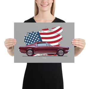 Poster 0f 1965 Ford Mustang Fastback - Red - Origin series