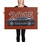 Load image into Gallery viewer, Poster of 2015 Bentley Continental GT Speed - Grey - Model year series - Red background
