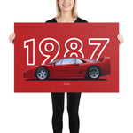 Load image into Gallery viewer, Poster of 1987 Ferrari F40 - Red - Model year series - Red background
