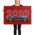 Load image into Gallery viewer, Poster of 2010 - Audi R8 V10 Spyder - Brown - Model year series - Red background
