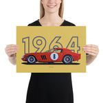 Load image into Gallery viewer, Poster of 1964 Ferrari 250 GTO LM Series II - Red - Model year series - Gold background
