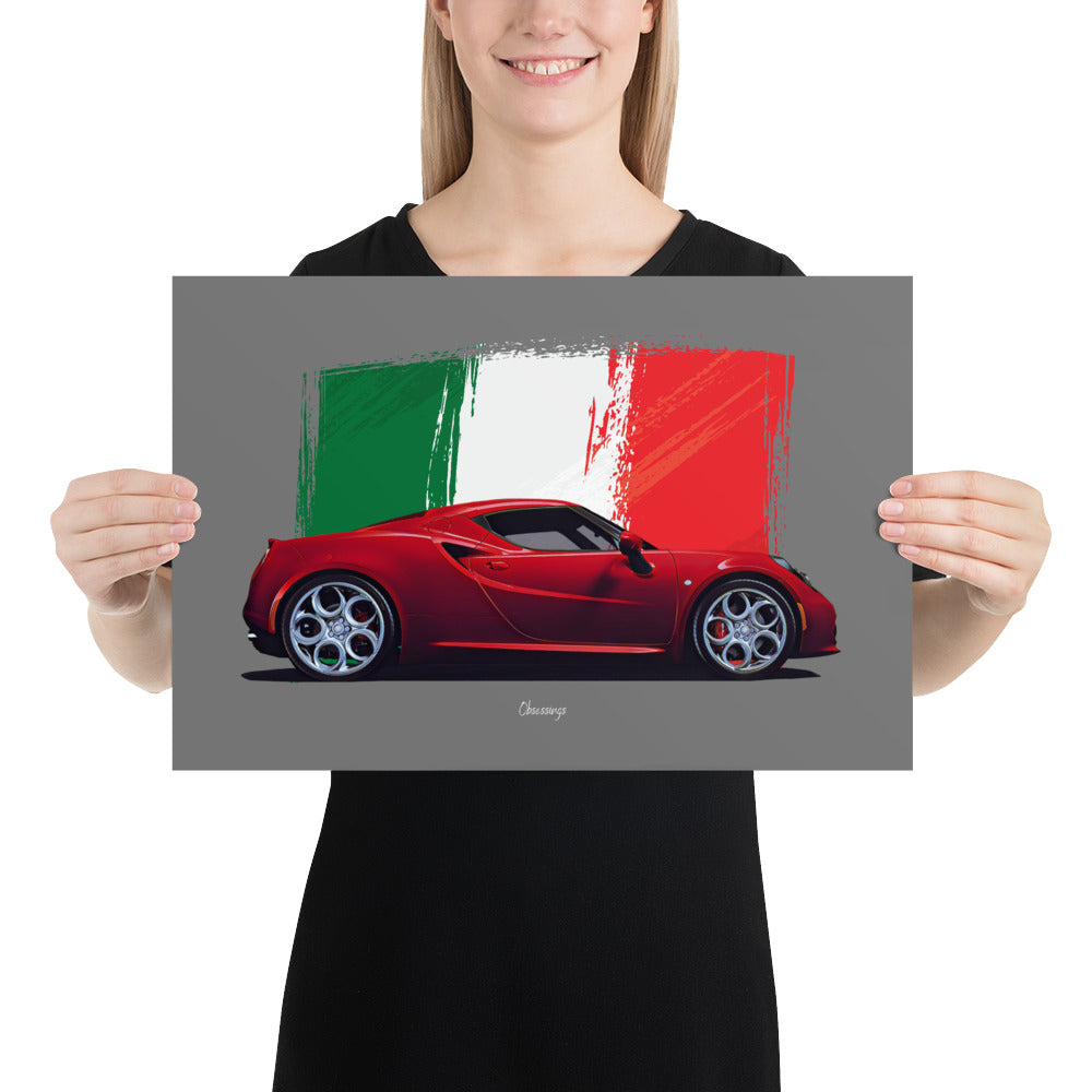 Poster of 2014 Alfa Romeo 4C - Red - Origin series