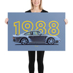 Load image into Gallery viewer, Poster of 1988 Porsche 959S - Silver - Model year series - Grey background
